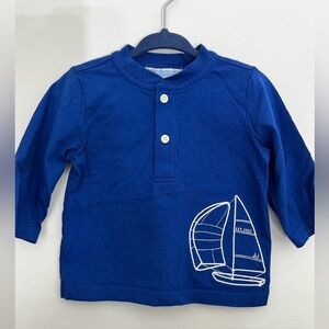 Janie and Jack Baby Boy Nautical Sailboat Shirt Henley Cotton Long Sleeve 3-6mo